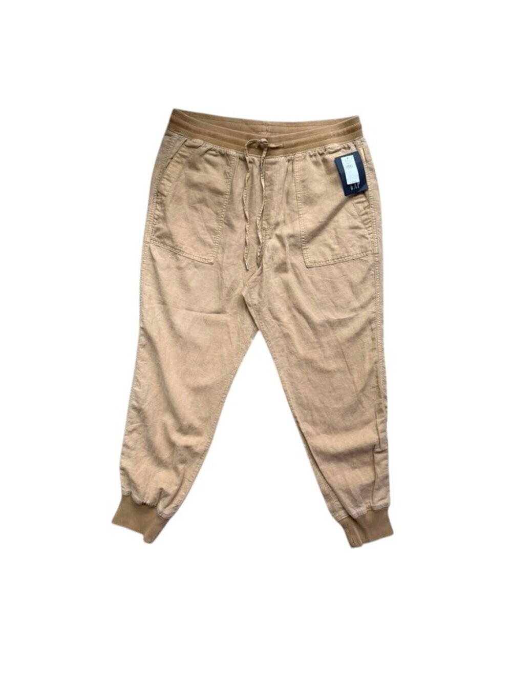 GAP Linen Cotton Jogger Pants Women's L Beige Drawstring NWT.